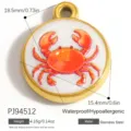 Ciondolo a forma di granchio in acciaio inossidabile dorato e bianco per gioielli fai da te - Granchio (PJ94512)