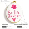 Ciondolo a cuore vintage in acciaio al titanio smaltato bianco con fiori rosa - Stile Ovale Brilla Sempre (PJ94466)