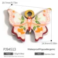 Ciondolo a farfalla in acciaio inossidabile con motivo floreale a olio per gioielli DIY - Forma di Farfalla (PJ94513)