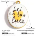 Pendente ovale in acciaio inossidabile con cuore e scritta Sei La Tua Luce per gioielli DIY - Stile Ovale Sei La Tua Luce (PJ94467)
