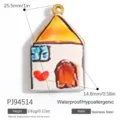 Pendaglio in acciaio inossidabile a forma di casa con design pittura a olio colorata - Forma di Casetta (PJ94514)