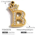 Colgante corona letra B de acero inoxidable dorado para creación de joyería DIY - Estilo Letra B con Corona(PJ94097B)
