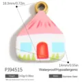 Pendente a forma di casa in acciaio inossidabile con stile pittura a olio per gioielli - Forma di Casa (PJ94515)
