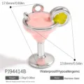 Colgante de copa de cóctel rosa de acero inoxidable para joyería DIY y decoración - Estilo Cóctel Acero Rosa(PJ94414B)