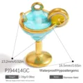 Colgante de cóctel azul creativo en acero inoxidable dorado para la creación de joyas - Estilo Cóctel Oro Azul(PJ94414GC)