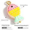 Colorful spotted fish pendant in stainless steel, size 20mm by 12.7mm for DIY jewelry - Multicolor Patchwork Fish (PJ92321B)