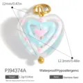 Clear heart shaped glass charm for jewelry making with blue and pink inner patterns - Light Blue Heart Pendant (PJ94374A)