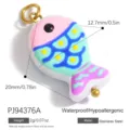 Stainless steel colorful fish pendant for DIY jewelry making waterproof SKU PJ94376A - Colorful Enameled Fish (PJ94376A)