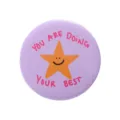 Cute purple round tinplate badge featuring a smiley star and inspirational English text. - Lavender Purple Smiling Star (XZ8241)