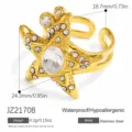 Anillo ajustable estrella de mar dorada con circonitas y medidas técnicas - Estilo Estrella de Mar (JZ21708)