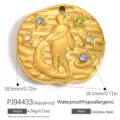 Vergulde roestvrijstalen Waterman hanger versierd met kleurrijke strass steentjes - Waterman (PJ94433)