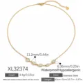 Collar vintage de acero inoxidable bañado en oro con colgante de pétalo de circón - Estilo Pétalo Simple Marquise y Redondo (XL32374)