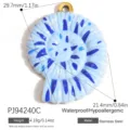 Hellblauer Edelstahl Seeschnecken Anhänger mit Maßen und Gewichtsangaben. - Blaue Spiralschnecke Motiv (PJ94240C) / 1 Stück