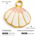Rosa-weißer Muschel-Anhänger aus hochwertigem Edelstahl für die DIY-Schmuckherstellung - Rosa Verlaufs-Muschelmotiv (PJ94645A) / 1 Stück