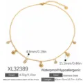 Collar de acero inoxidable dorado con colgantes de sol y circonitas, estilo vintage. - Estilo Circonia Redonda y Pétalo de Sol (XL32389)