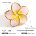 Pink and yellow plumeria flower shoe charm crafted from waterproof gold stainless steel - Light Pink Plumeria Style (PJ94788B)