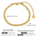 Edles vergoldetes Edelstahl-Gliederarmband mit einem herzförmigen Anhänger-Detail - S-Förmiges Gliederketten-Wellenarmband (SL41919G) / 17+5cm