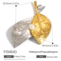 Professioneller blattförmiger Anhänger aus Edelstahl in Gold und Silber mit Perle - Gold-Silber Gehämmerter Blatt-Anhänger mit Künstlicher Perle (PJ94643) / 1 Stück
