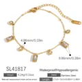 Αδιάβροχο βραχιόλι από ανοξείδωτο χάλυβα 18k με ορθογώνια κρυστάλλινα μενταγιόν - Τετράγωνο και Στρογγυλό Εναλλακτικό Στυλ (SL41817)