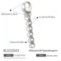 Durable stainless steel DIY bag charm chain with large lobster clasp for keychains - Simple Circular Link Chain (BL010043) / 38.5mm Lobster Clasp