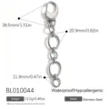 Silver stainless steel DIY bag charm chain with precise dimensions and weight info - Alternating Oval Link Chain (BL010044) / 13.2g Heavy Duty Type