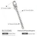 Detailed stainless steel DIY bag charm chain with lobster clasp and size specs - 9.63g Lightweight Type