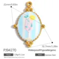 Pendentif ovale en acier inoxydable avec motif cocktail d'été pour bijoux artisanaux - Pendentif Ovale Boisson d'Été (PJ94270)