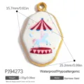 Pendentif carrousel en acier inoxydable plaqué or pour la fabrication bijoux - Pendentif Hexagonal Manège (PJ94273)