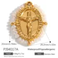 Vergoldeter Edelstahl Jesus Kreuz Anhänger mit weißen Perlen für DIY Schmuckherstellung - 20.0x26.2mm / Kruzifix-Stil (PJ94017A)