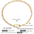 Vergoldete Halskette aus Edelstahl mit ovalem Karabinerverschluss, Länge etwa 40 cm - Dicke Gliederkette Karabinerkette (XL32263) / Gold