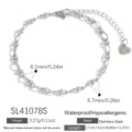 Eleganter silberner Edelstahl-Kettenarmband mit Herzanhänger und Längenangaben - Zylindrisches Gliederkettenarmband (SL41078S) / 17cm+5cm / Silber