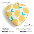Heart-shaped stainless steel lemon pendant shown with dimensions and weight details - Heart Lemon Pattern (PJ94293)