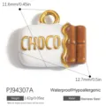 Chocolate bar shaped stainless steel charm with CHOCO lettering for DIY jewelry - CHOCO Text Chocolate Style (PJ94307A) / White
