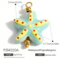 Blue and yellow painted starfish DIY jewelry charm made of durable stainless steel - Cartoon Starfish Style (PJ94310A) / Lime Yellow