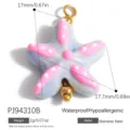Durable stainless steel starfish pendant for DIY jewelry with pink polka dots design - Cartoon Starfish Style (PJ94310B) / Pink Purple