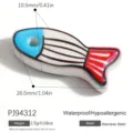 Colorful painted stainless steel fish pendant DIY jewelry accessory waterproof hypoallergenic - Cartoon Fish Style (PJ94312) / Vertical Stripes