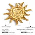 Ciondolo a sole in acciaio inossidabile dorato con trama a spirale per gioielli fai da te - Stile Sole (PJ94081)