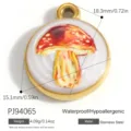 Runder Edelstahl-Pilzanhänger mit Maßen und Gewicht für DIY-Schmuckherstellung - Runder Roter Pilzanhänger (PJ94065) / 18.3mm x 15.1mm (4.09g) / Gold