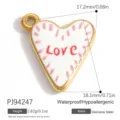 Pendentif cœur en acier inoxydable avec motif Love rouge et émail blanc brillant - Pendentif Coeur Love (PJ94247)