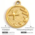 Gold starfish stainless steel pendant charm 19.2mm for jewelry making accessory - Starfish Coral Texture Round Disc (PJ94664) / 19.2x15.8mm / Gold