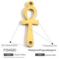 Gold-plated stainless steel Ankh cross charm for DIY jewelry making and necklace pendants - Gold Ankh Cross Pendant (PJ94680)