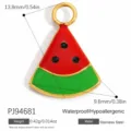 Watermelon slice pendant in stainless steel with vibrant red and green enamel finish - Red Enamel Watermelon Pendant (PJ94681)