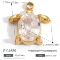 Exquisite golden stainless steel sea turtle pendant featuring a large clear faceted crystal - Gold Turtle Inlaid with Zirconia Style (PJ94689)