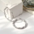 Pendientes de aro retorcidos vintage en plata S925 con textura tejida y piedras - Plata 925 / Oro blanco