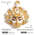 Peking Opera mask pendant in gold-plated stainless steel with colorful enamel details - Chinese Opera Mask (PJ94387A)