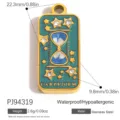 Cyaan en blauw emaille tarot zandloper hanger van roestvrij staal met kristal - Zandloper / Carpe Diem (PJ94319)