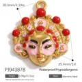 Peking opera face mask pendant in gold plated stainless steel for jewelry making - Chinese Opera Mask (PJ94387B)