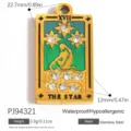 Vergulde roestvrijstalen De Ster tarot hanger met groen emaille en kristallen - De Ster (PJ94321)