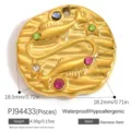 Pendentif Poissons en acier inoxydable plaqué or 18k avec des cristaux colorés. - Poissons (PJ94433)