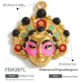 Gold plated stainless steel Peking Opera mask pendant for custom DIY jewelry making - Chinese Opera Mask (PJ94387C)